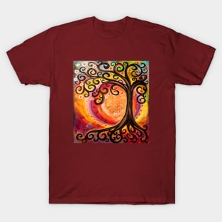 Swirly Tree of Life and Sun T-Shirt